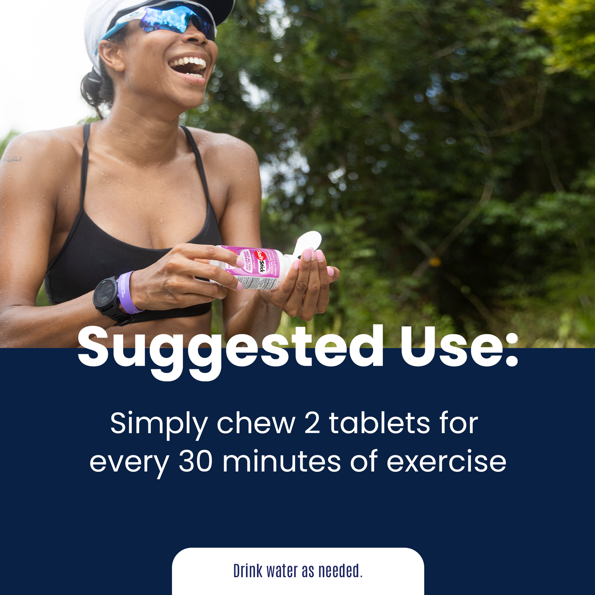 Suggested use: chew 2 tablets for every 30 minutes of exercise