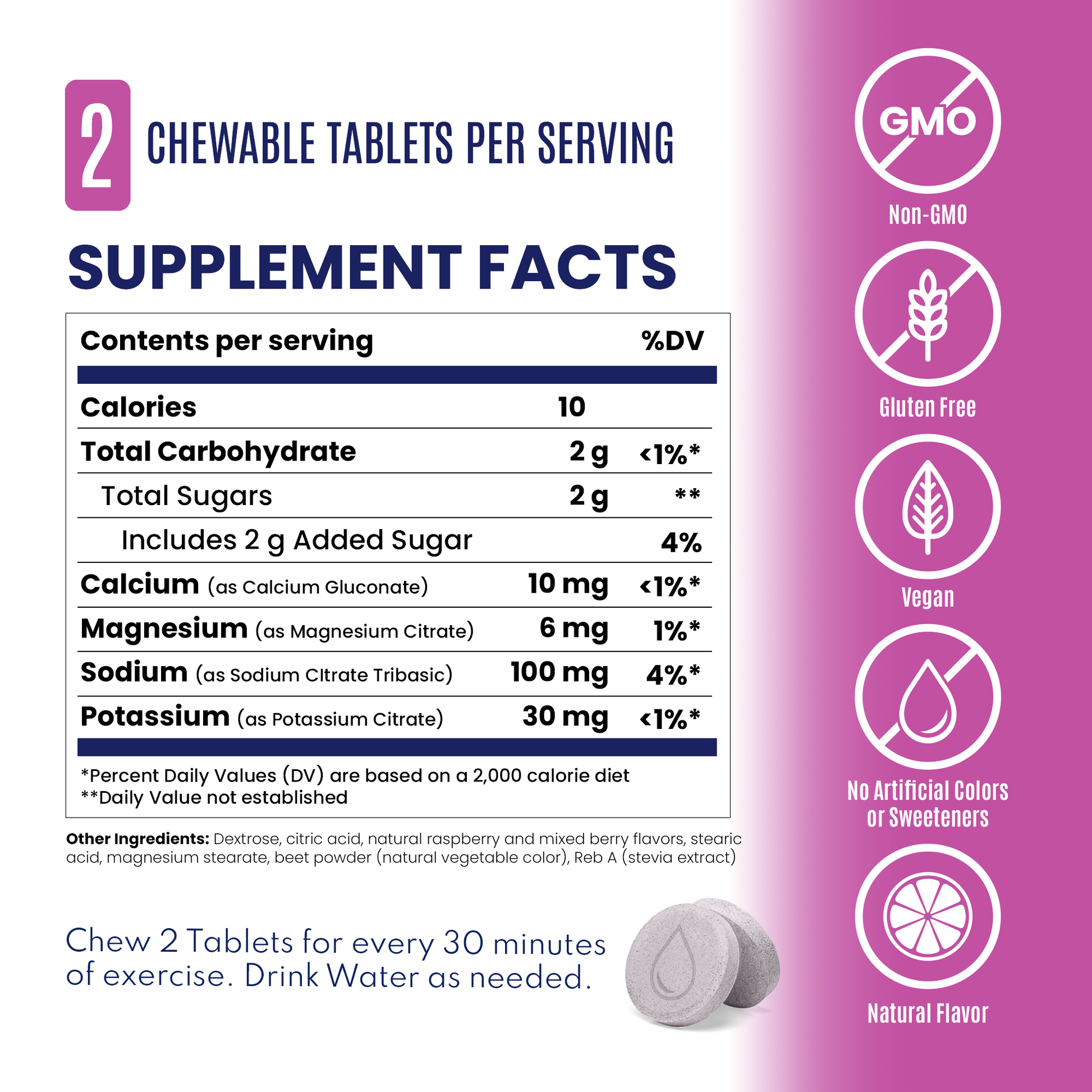 mixed berry fastchews supplement facts panel