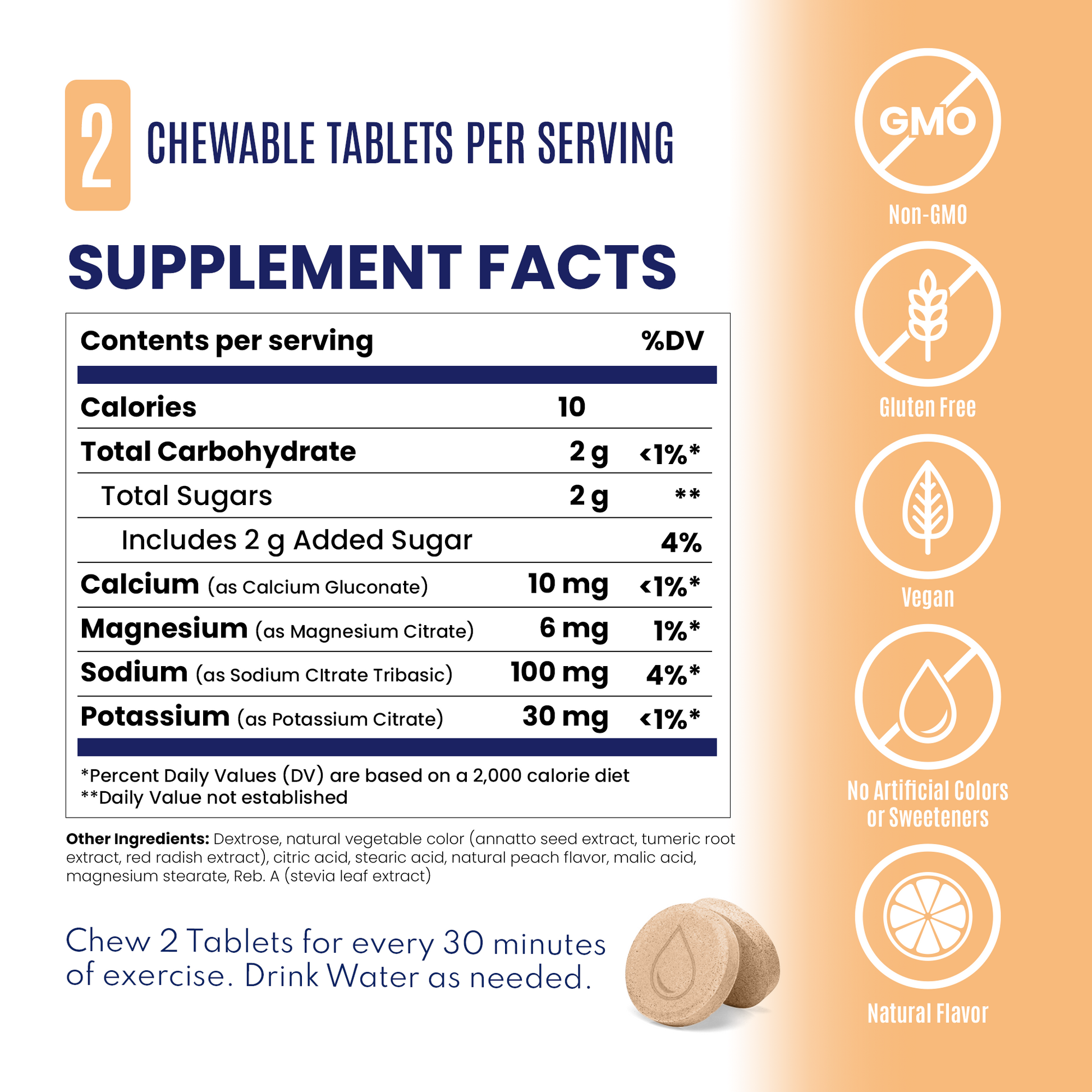 peach fastchews supplement facts panel