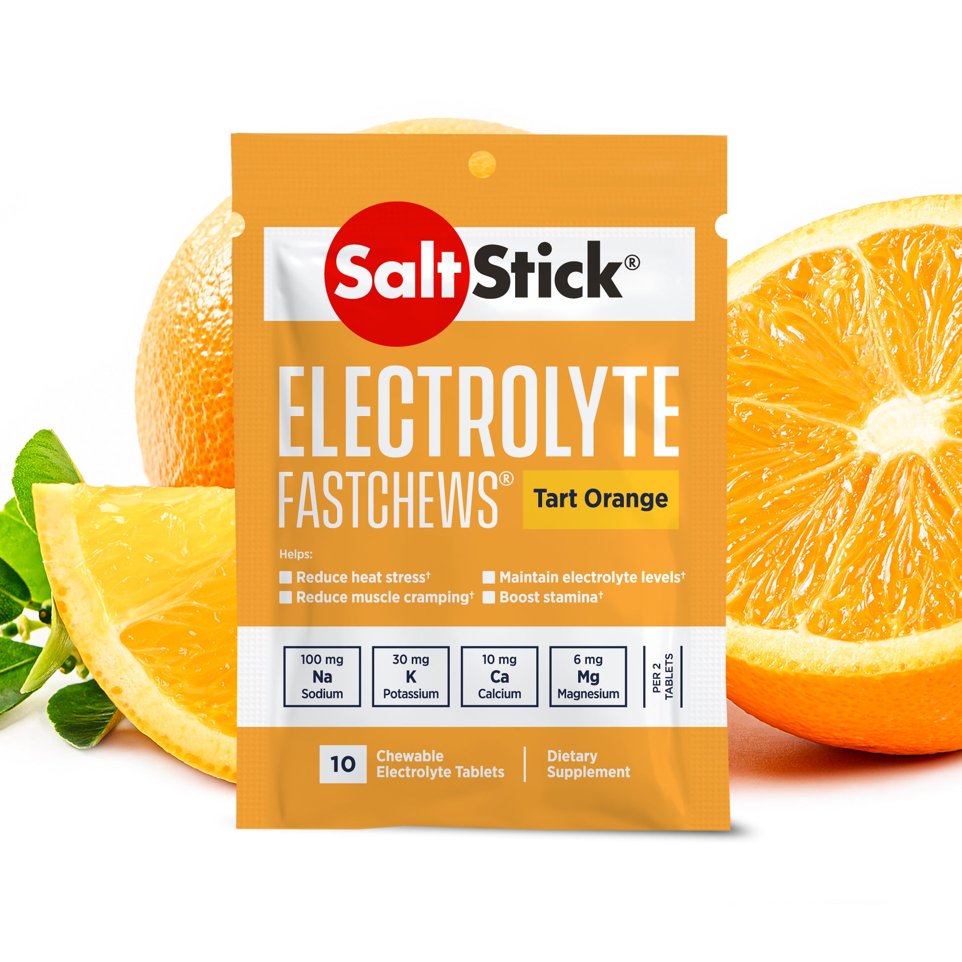 SaltStick FastChews Chewable Electrolyte Tablets Tart Orange Packet of 10