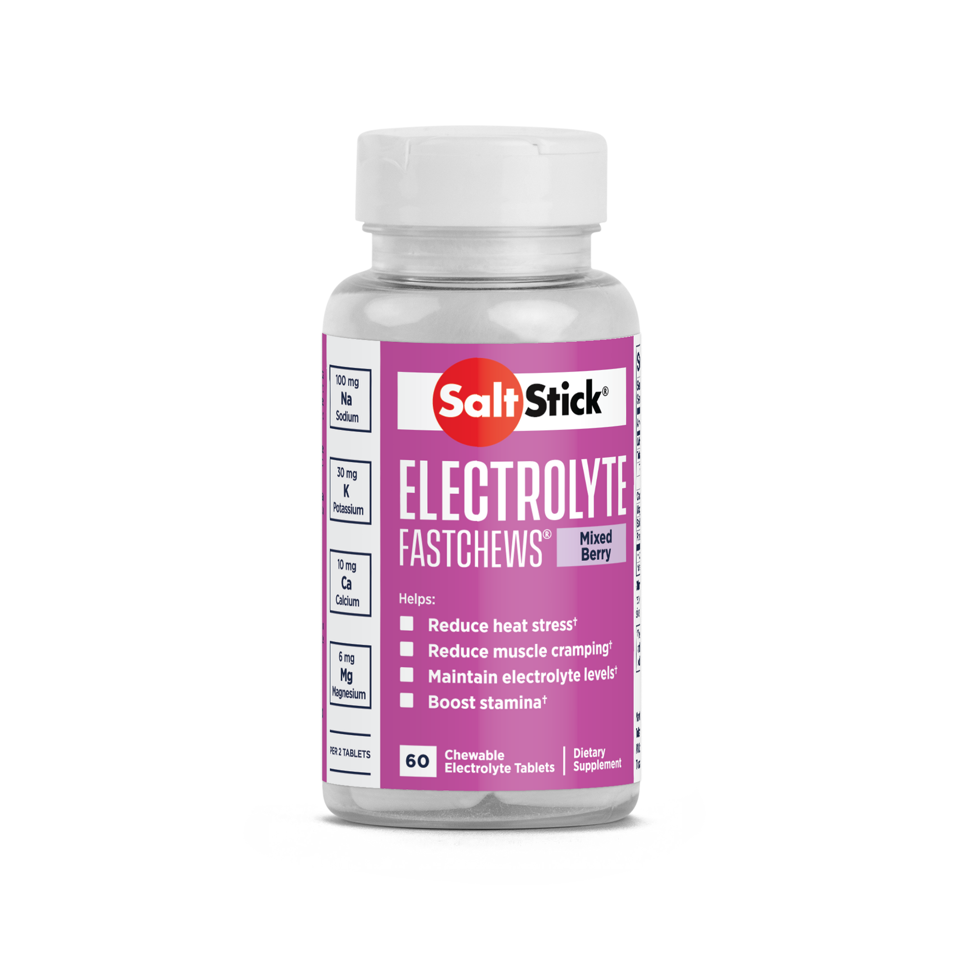 SaltStick FastChews Chewable Electrolyte Tablets Mixed Berry Bottle of 60