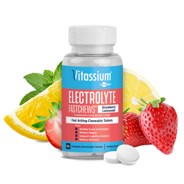 A 60ct bottle of Vitassium Strawberry Lemonade FastChews.