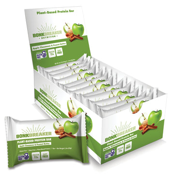 Apple Cinnamon & Peanut Butter Plant Based Protein Bar outside 12ct box