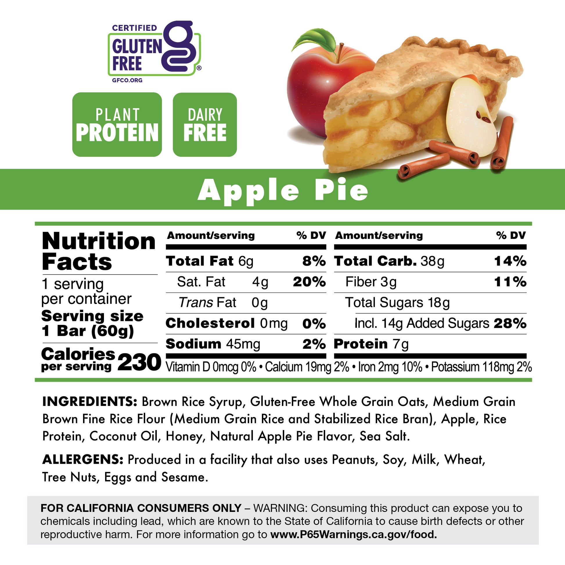 Apple Pie Energy Bar Nutrition Facts