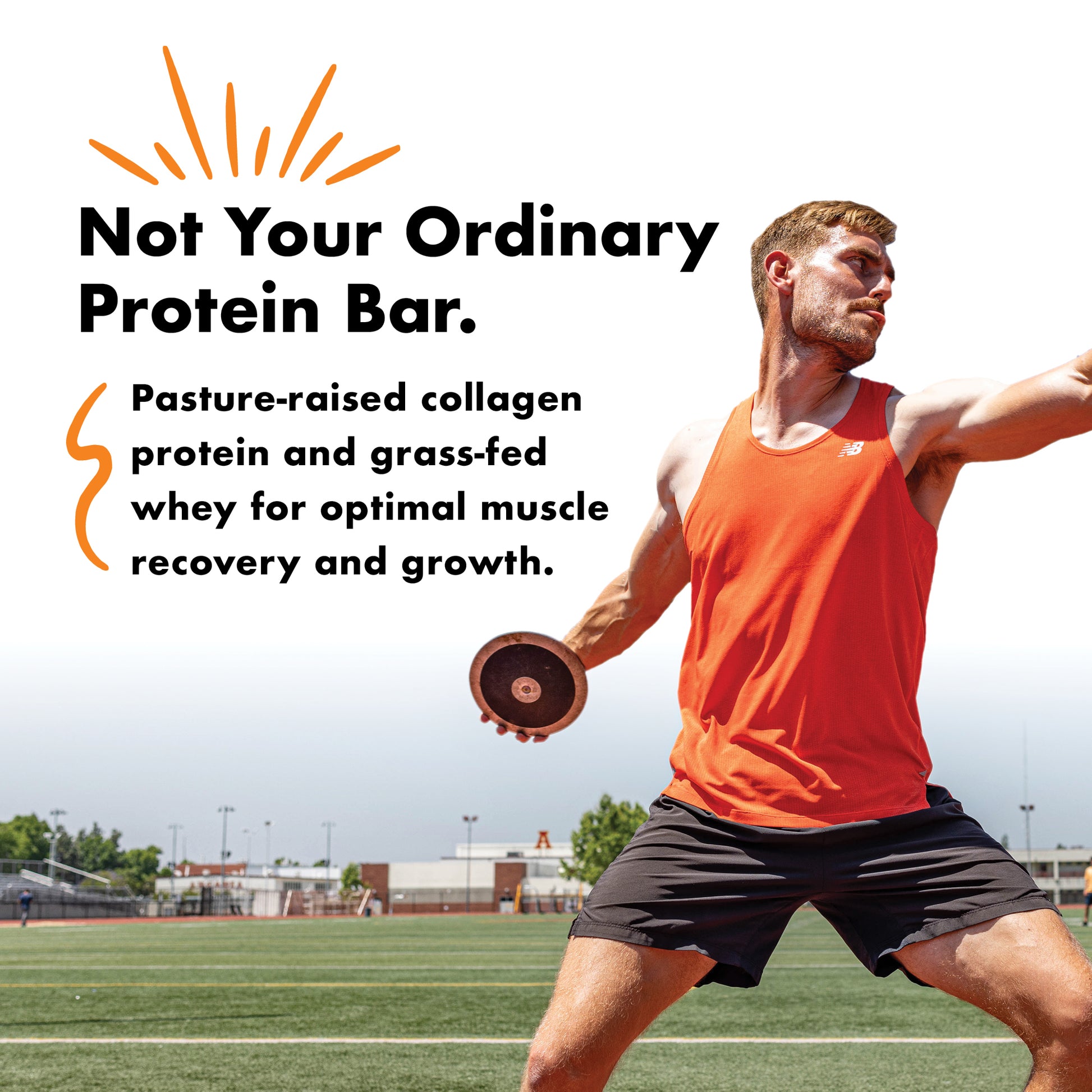 Not Your Ordinary Protein Bar - Pasture-raised collagen protein and grass-fed whey for optimal muscle recovery and growth.