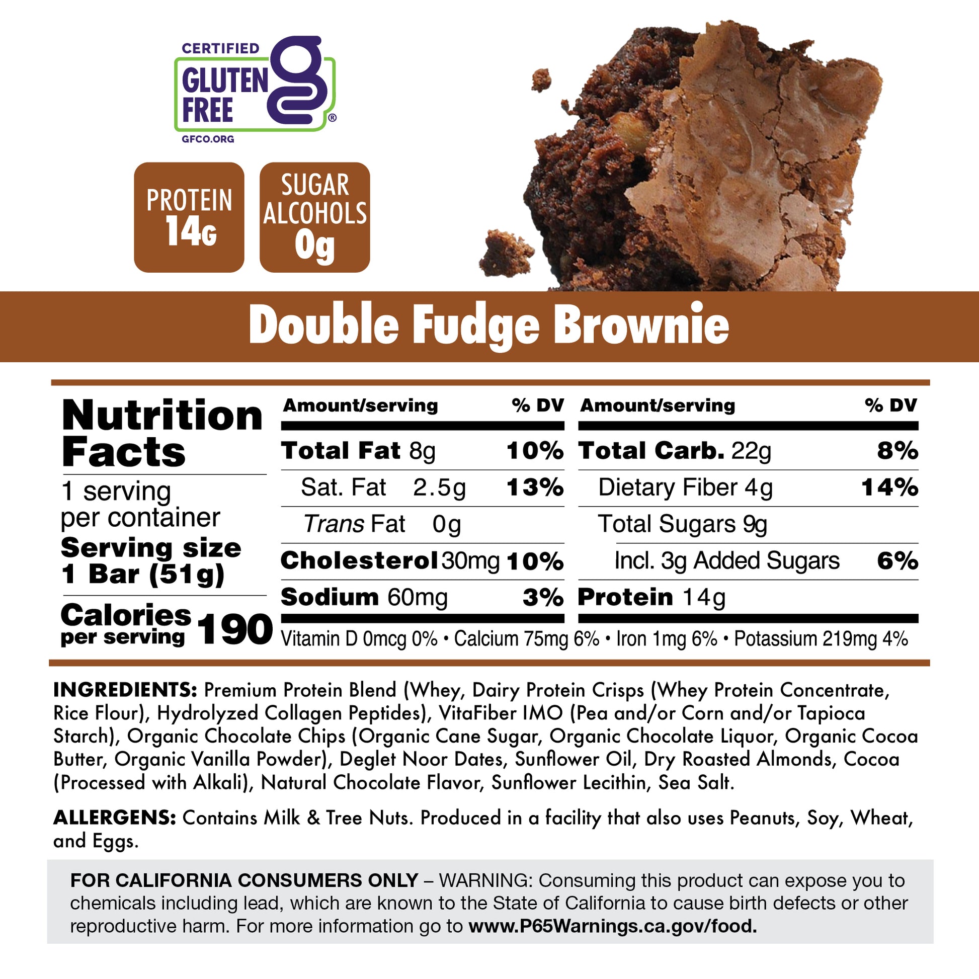 Double Fudge Brownie Collagen Bar Nutrition Facts