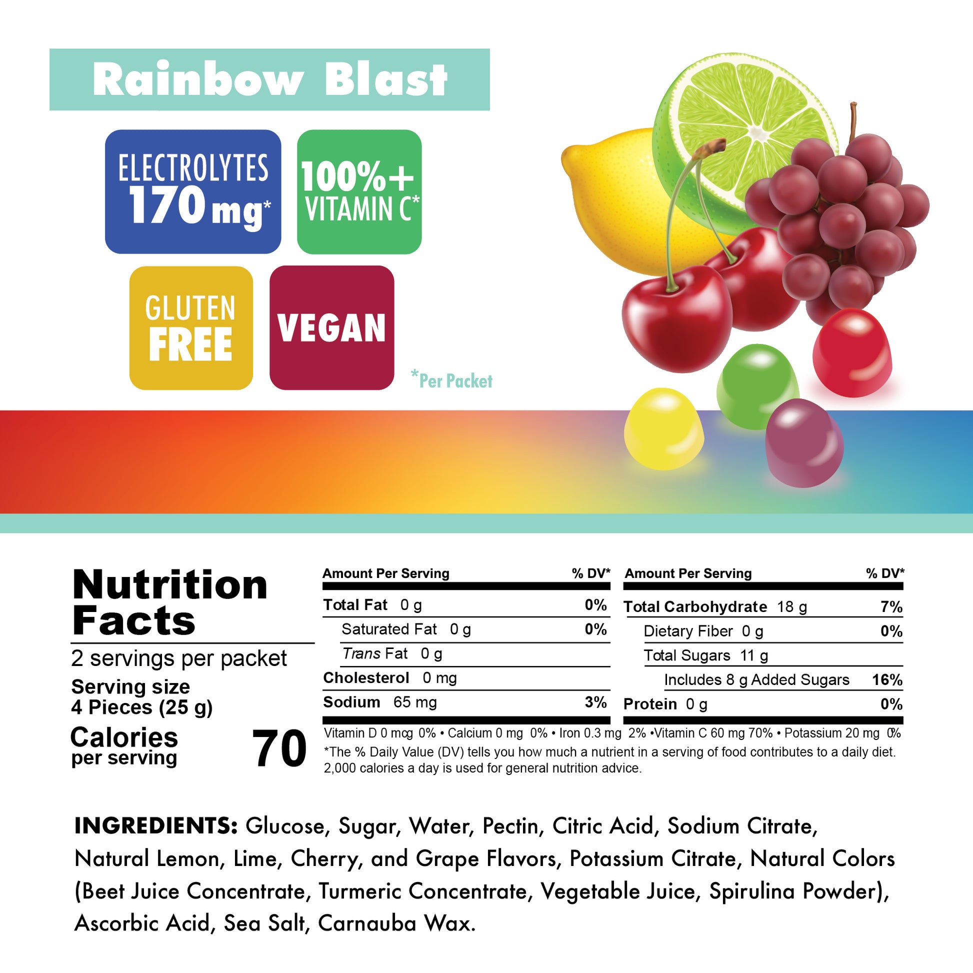 Rainbow Blast Chews Nutrition Facts