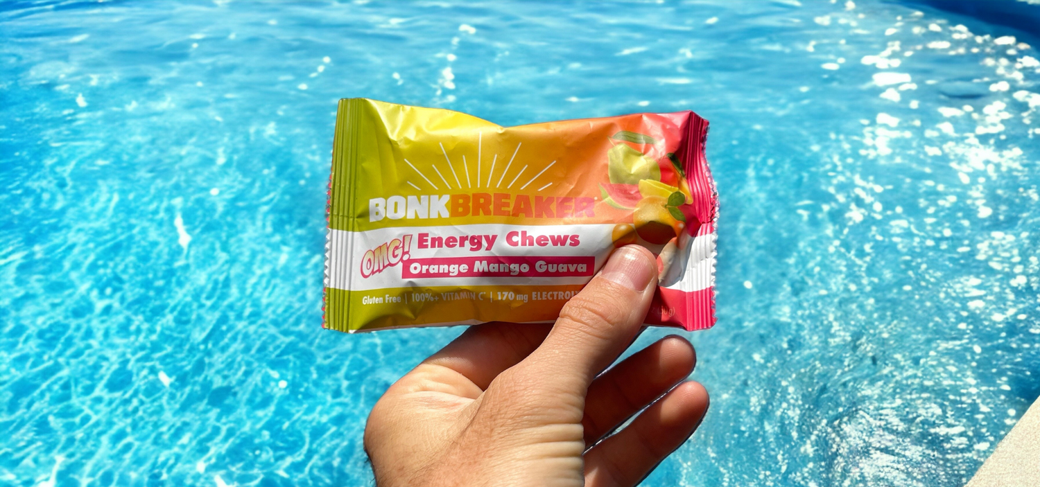 Bonk Breaker OMG Chews in front of a pool