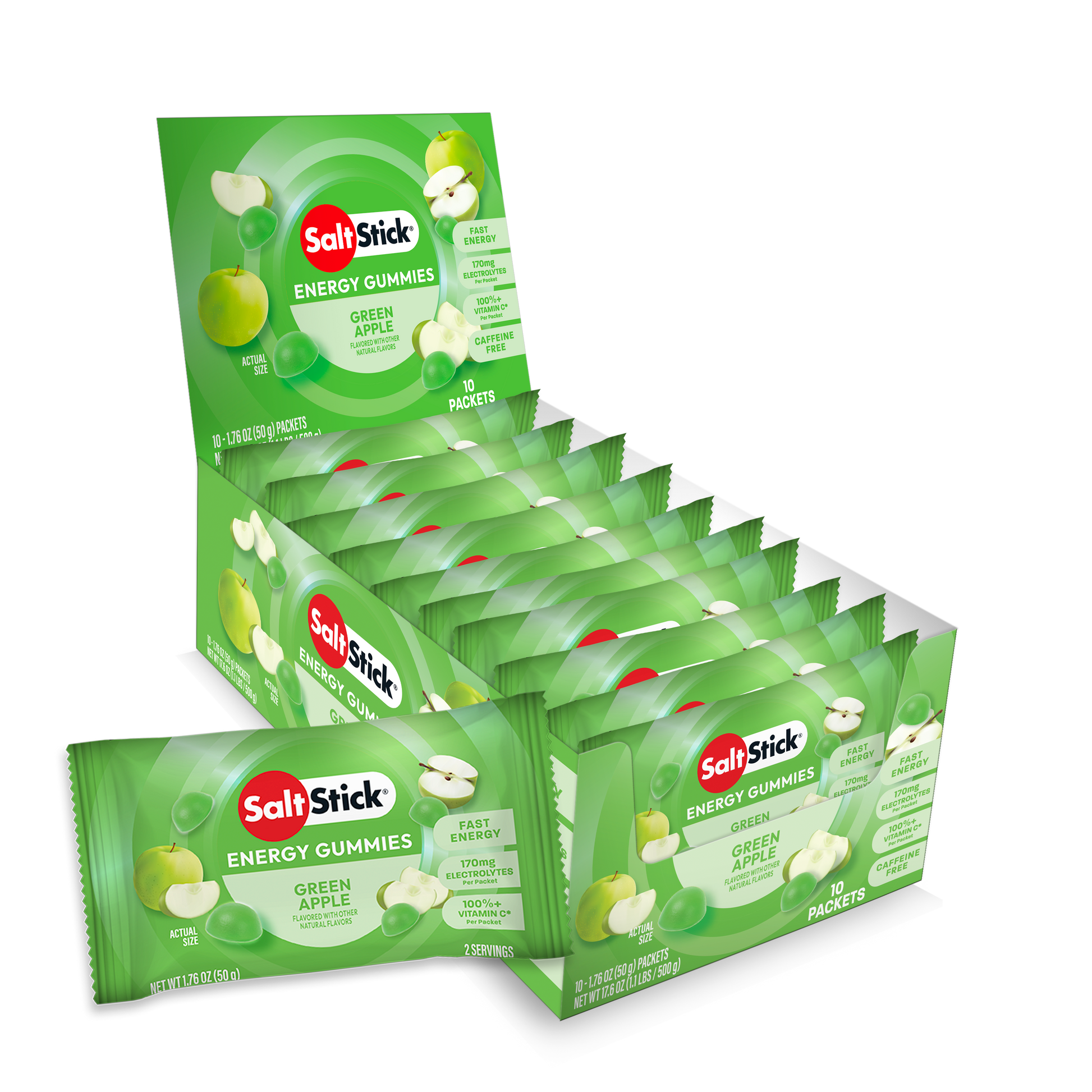 green apple energy gummies carton