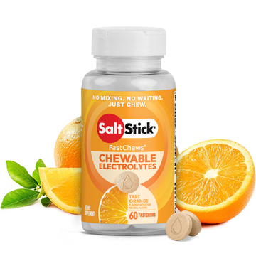 SaltStick FastChews Chewable Electrolyte Tablets Tart Orange Bottle of 60