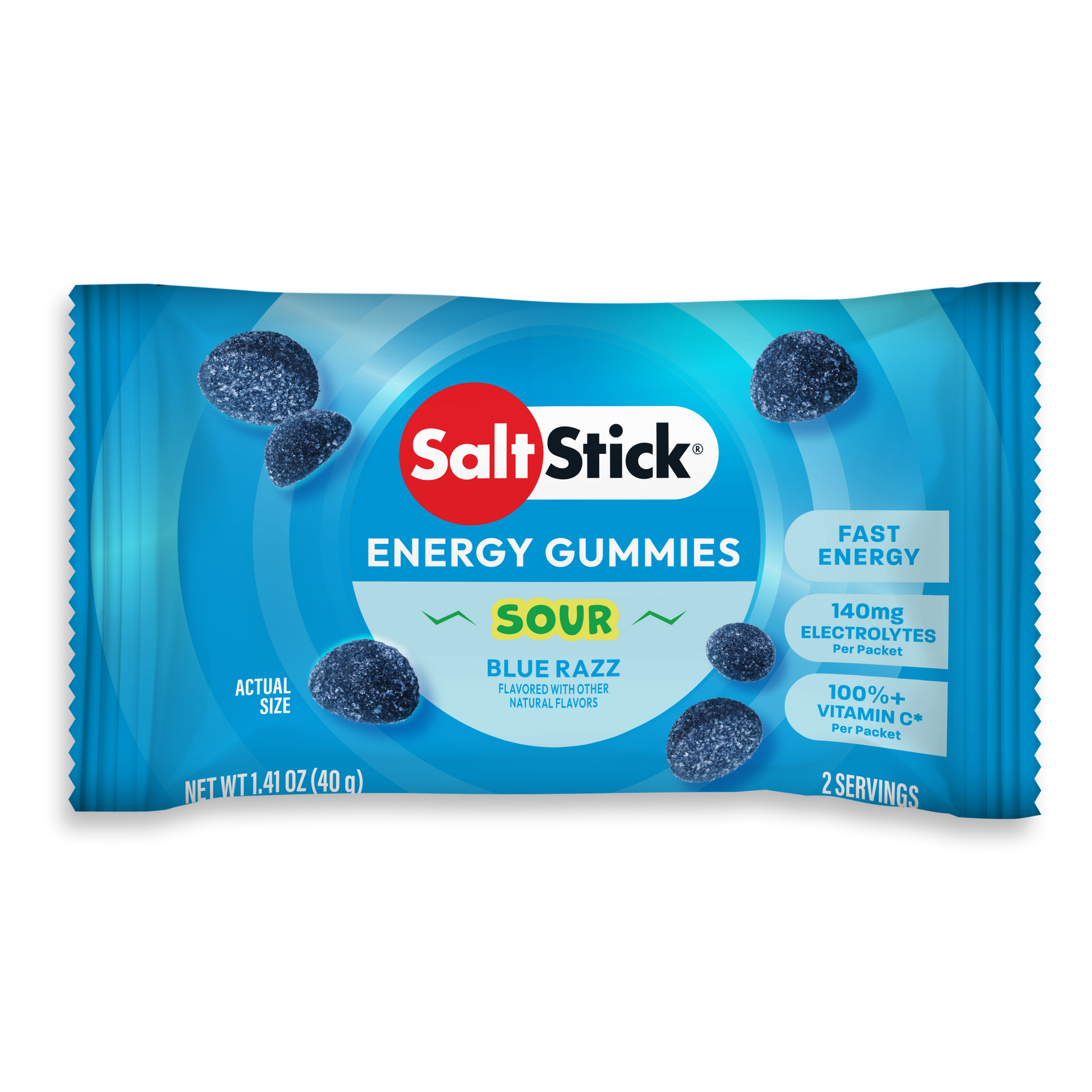 sour blue razz energy gummies - single packet