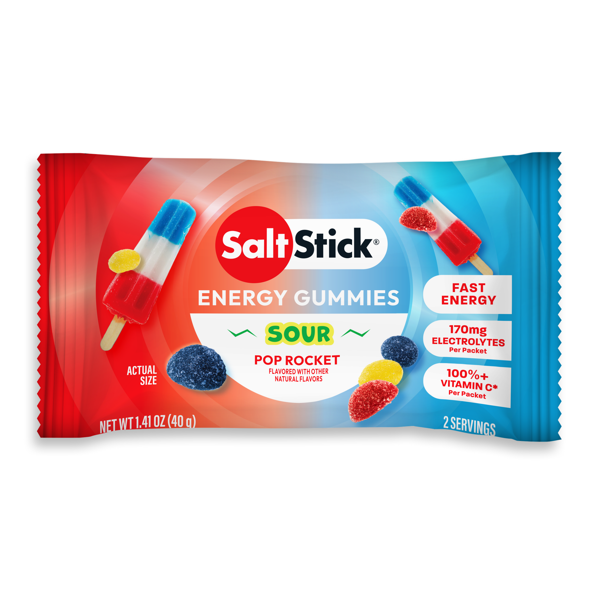 saltstick energy gummies sour pop rocket - single packet
