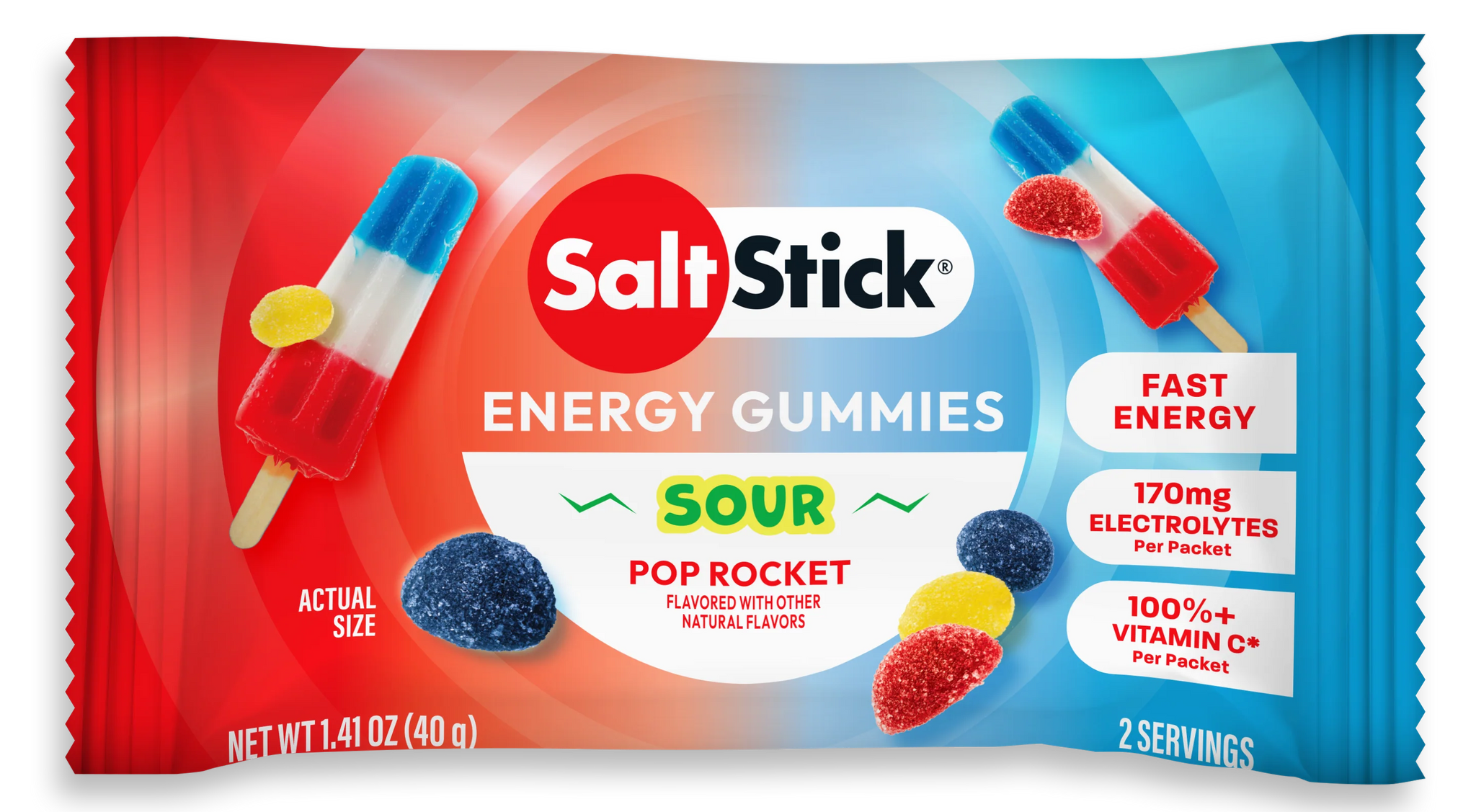 【ゅ੭Ʊ˚ぃԑι˝ぃι˝ 】水素活性スティック×４本 SaltStick Energy Gummies – Sour Blue Razz