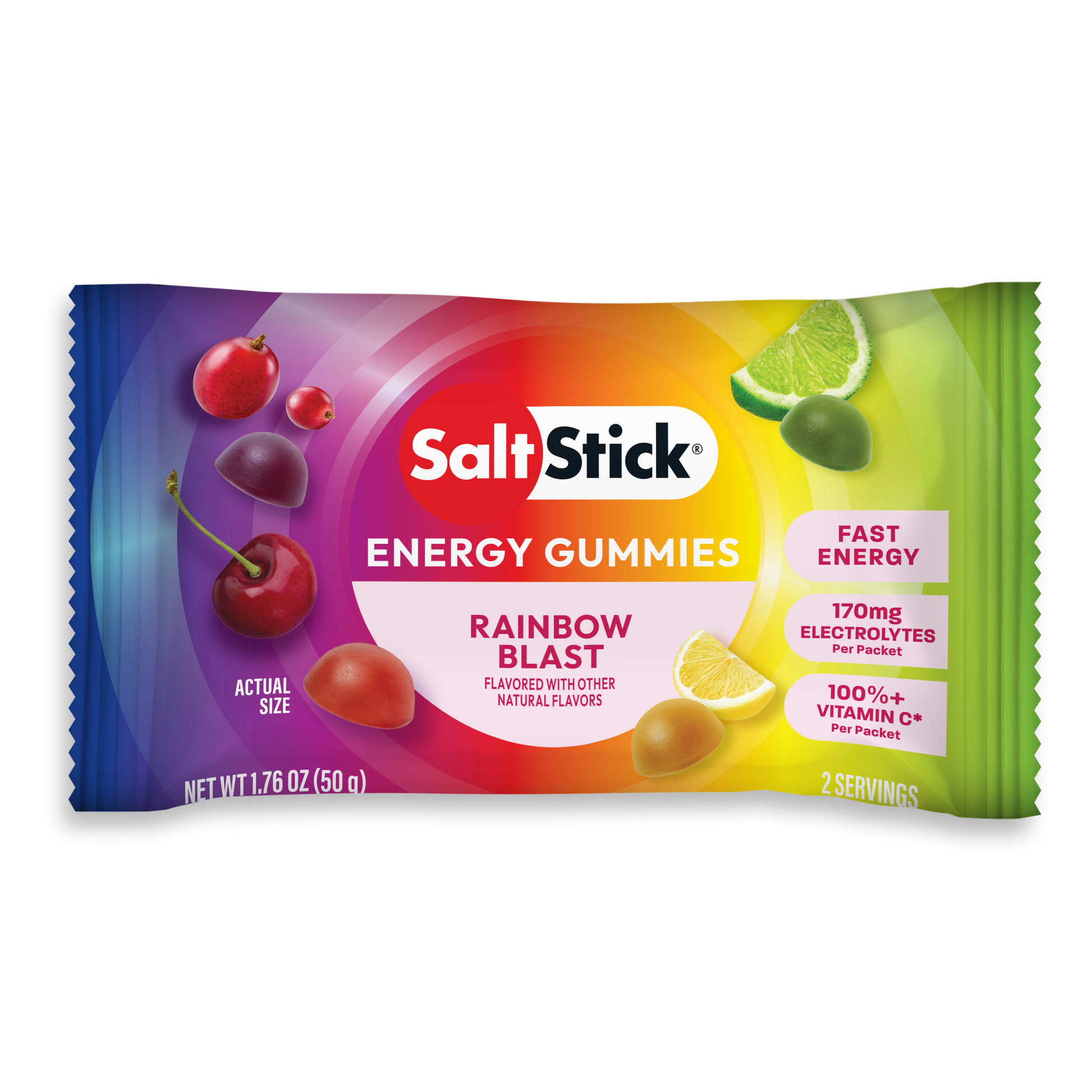 saltstick energy gummies rainbow blast - single packet
