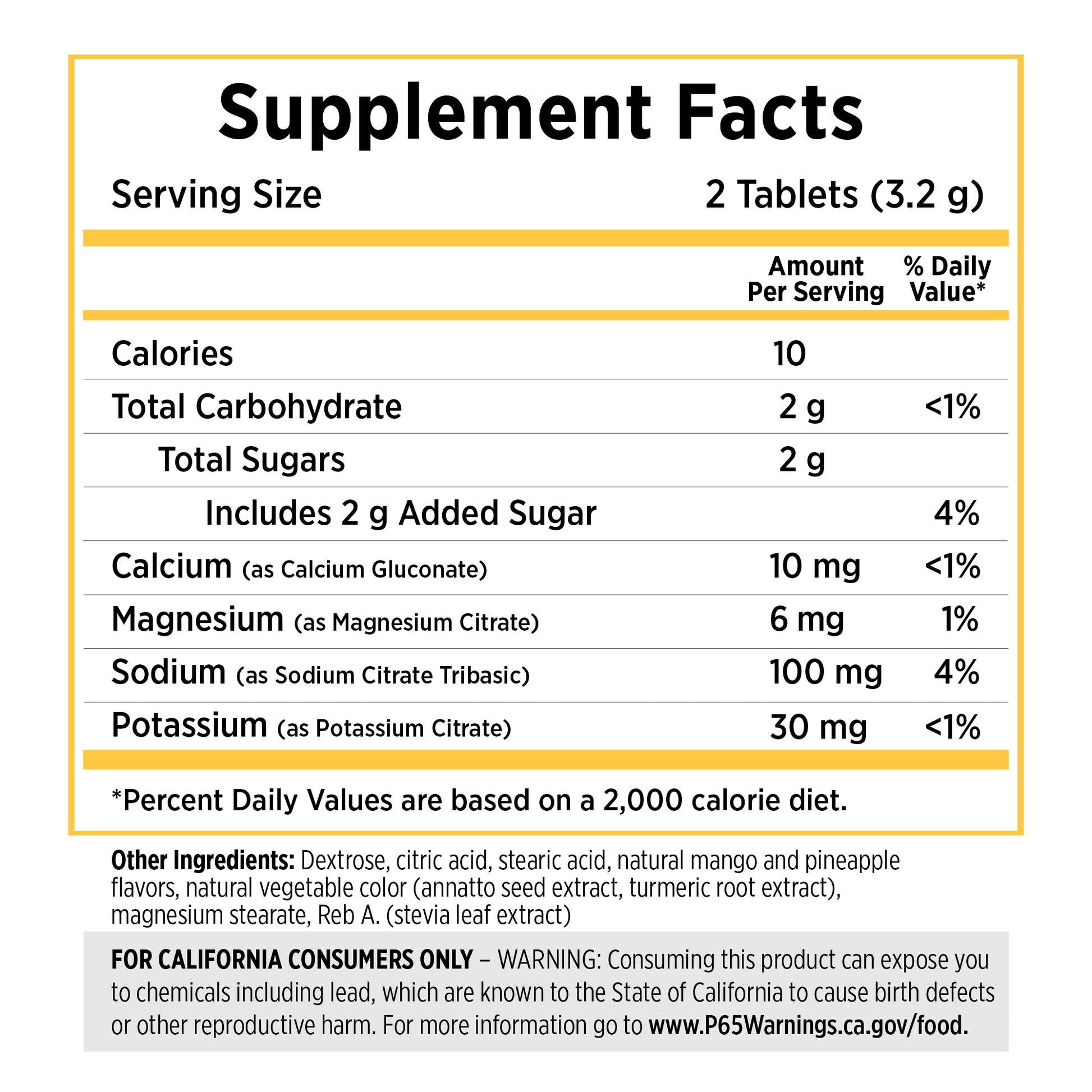 Tropical Mango FastChews Supplement Panel