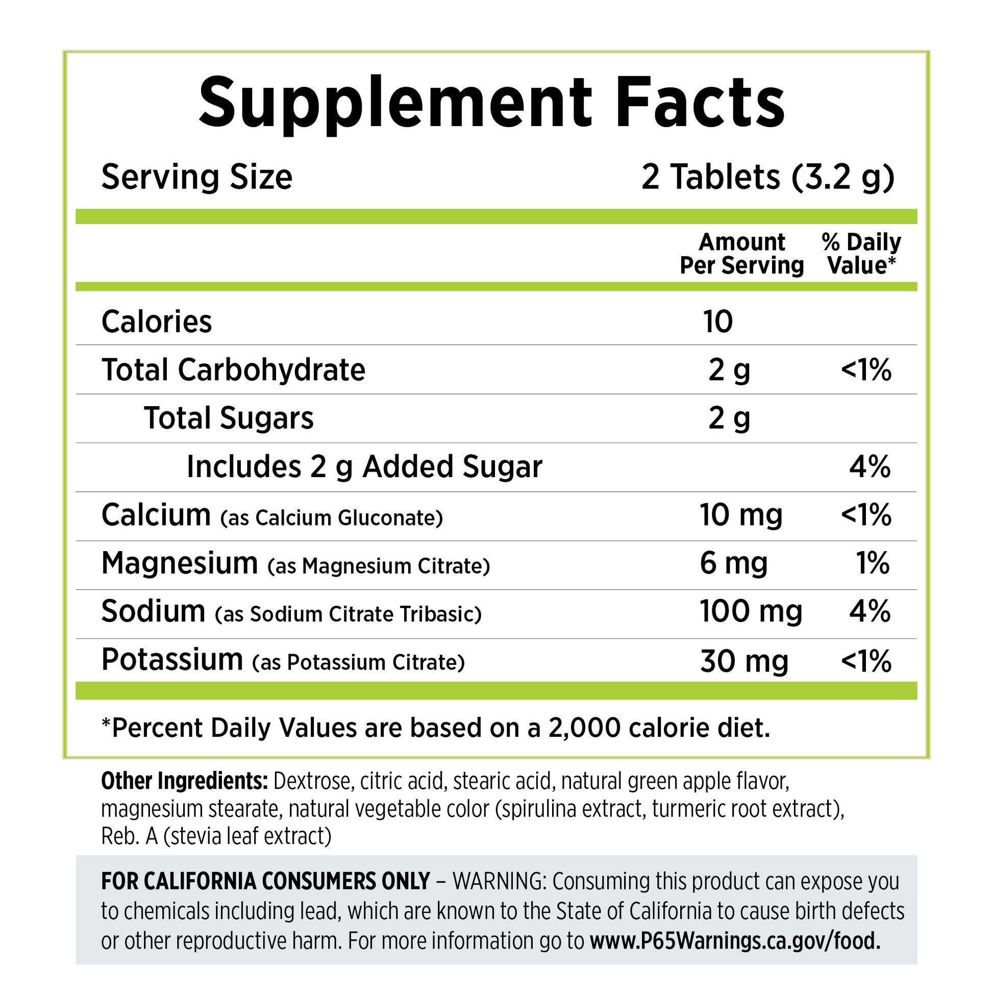 SaltStick Green Apple FastChews Supplement Facts