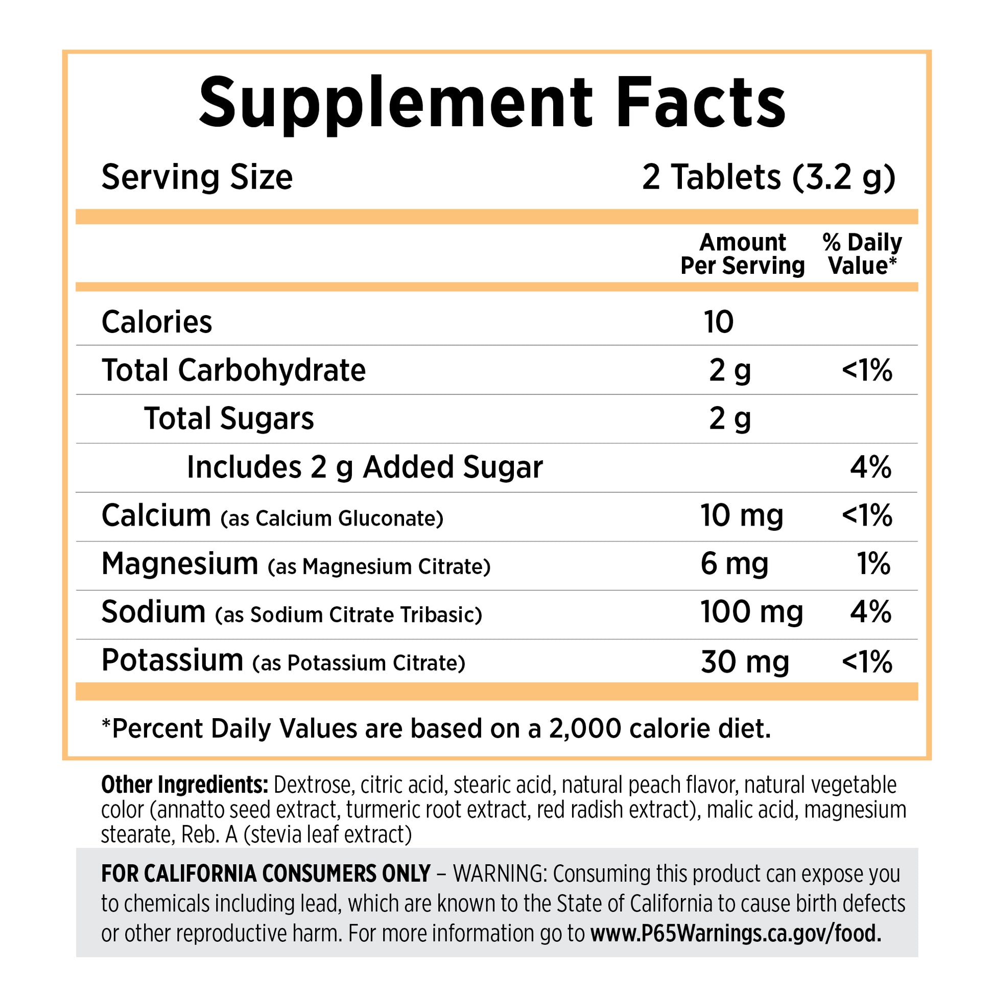 SaltStick FastChews peach flavor supplement facts