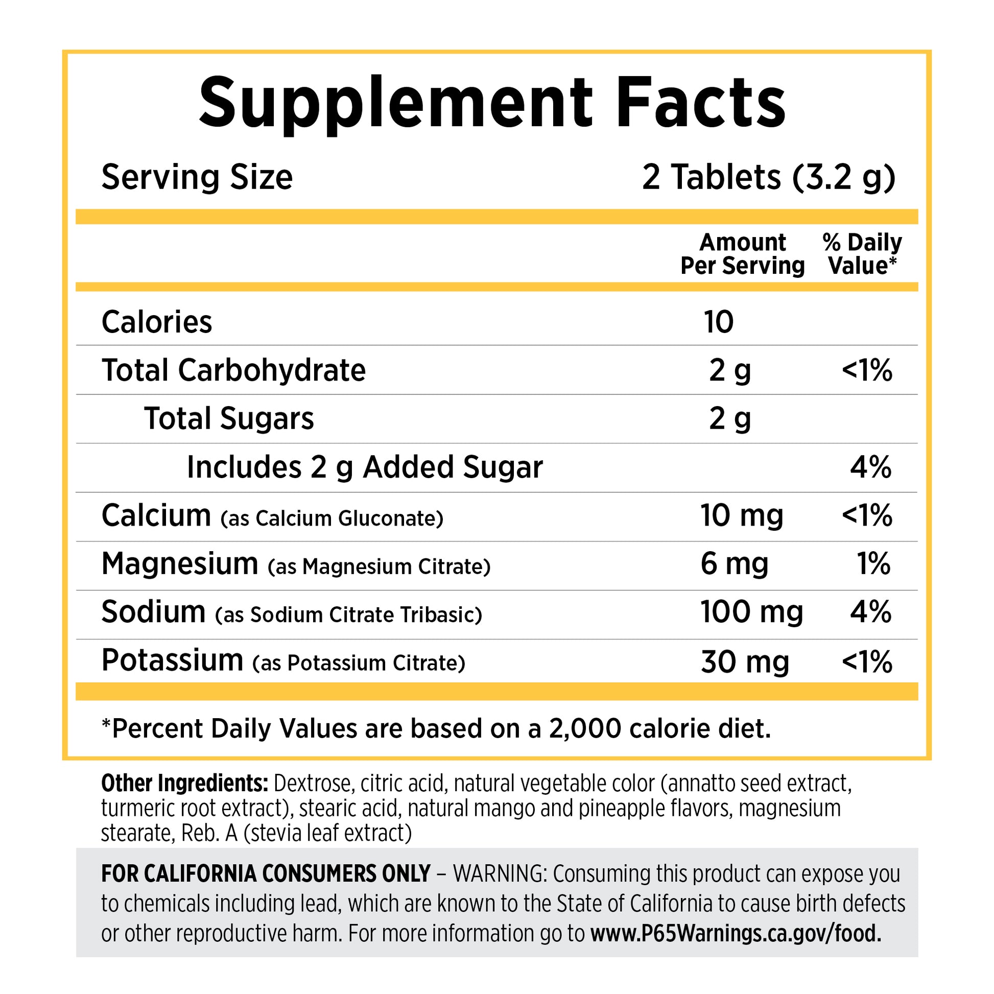 Tropical Mango FastChews Supplement Panel