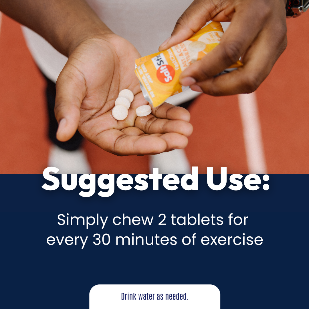 suggested use: chew 2 tablets for every 30 minutes of exercise