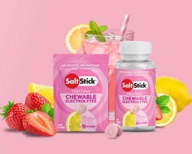 Bottle and packet of Pink Lemonade FastChews