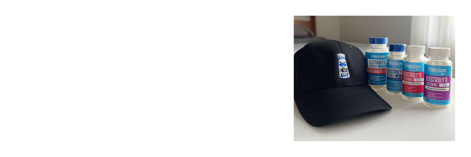 Black Vitassium cap with four Vitassium products