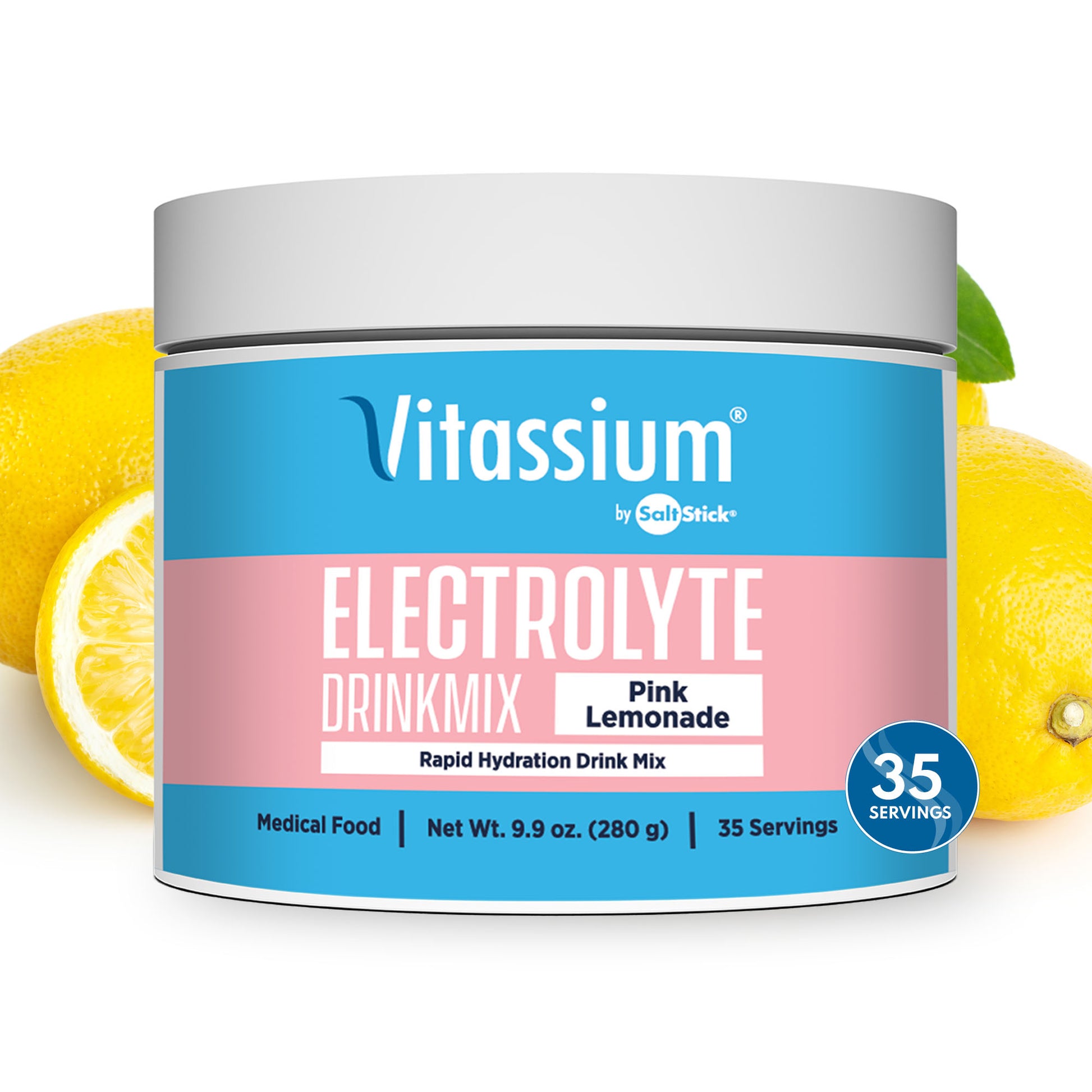 Vitassium Electrolyte Drink Mix Pink Lemonade tub