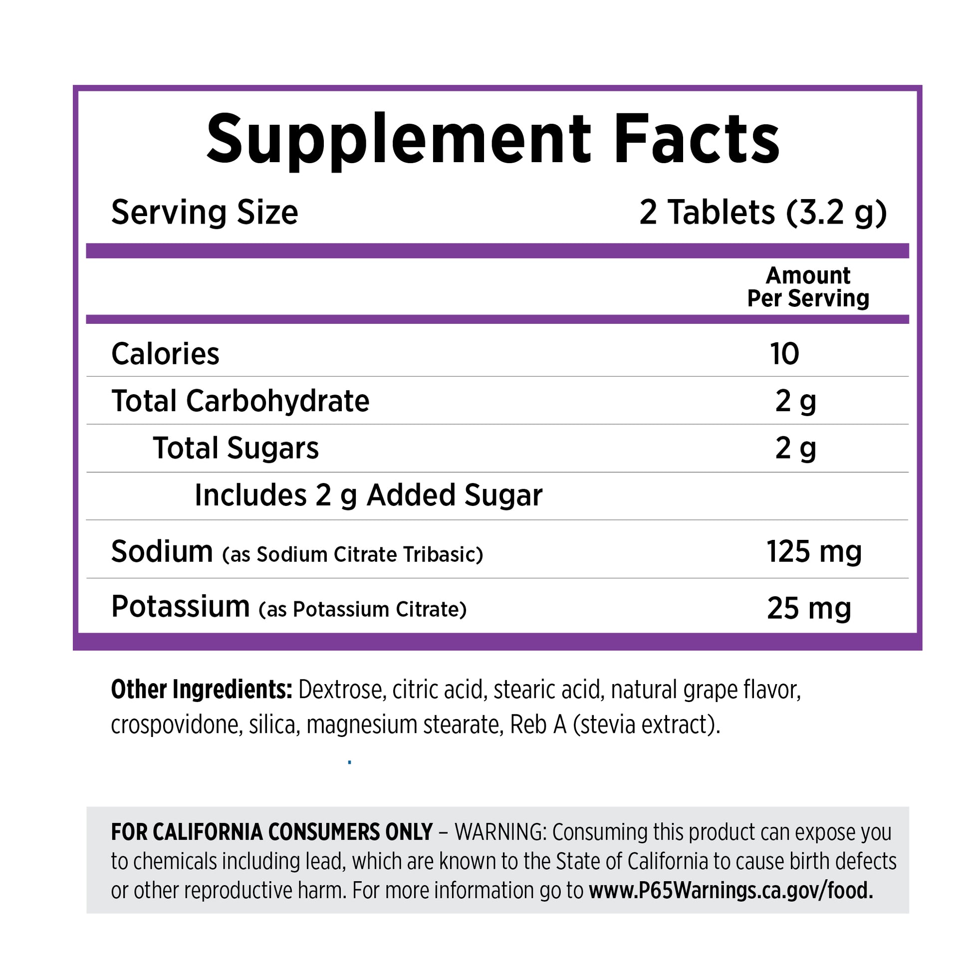 Grape FastChews supplement facts
