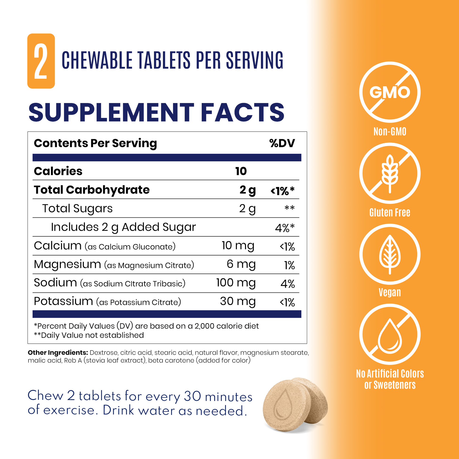 orange fastchews supplement facts panel 
