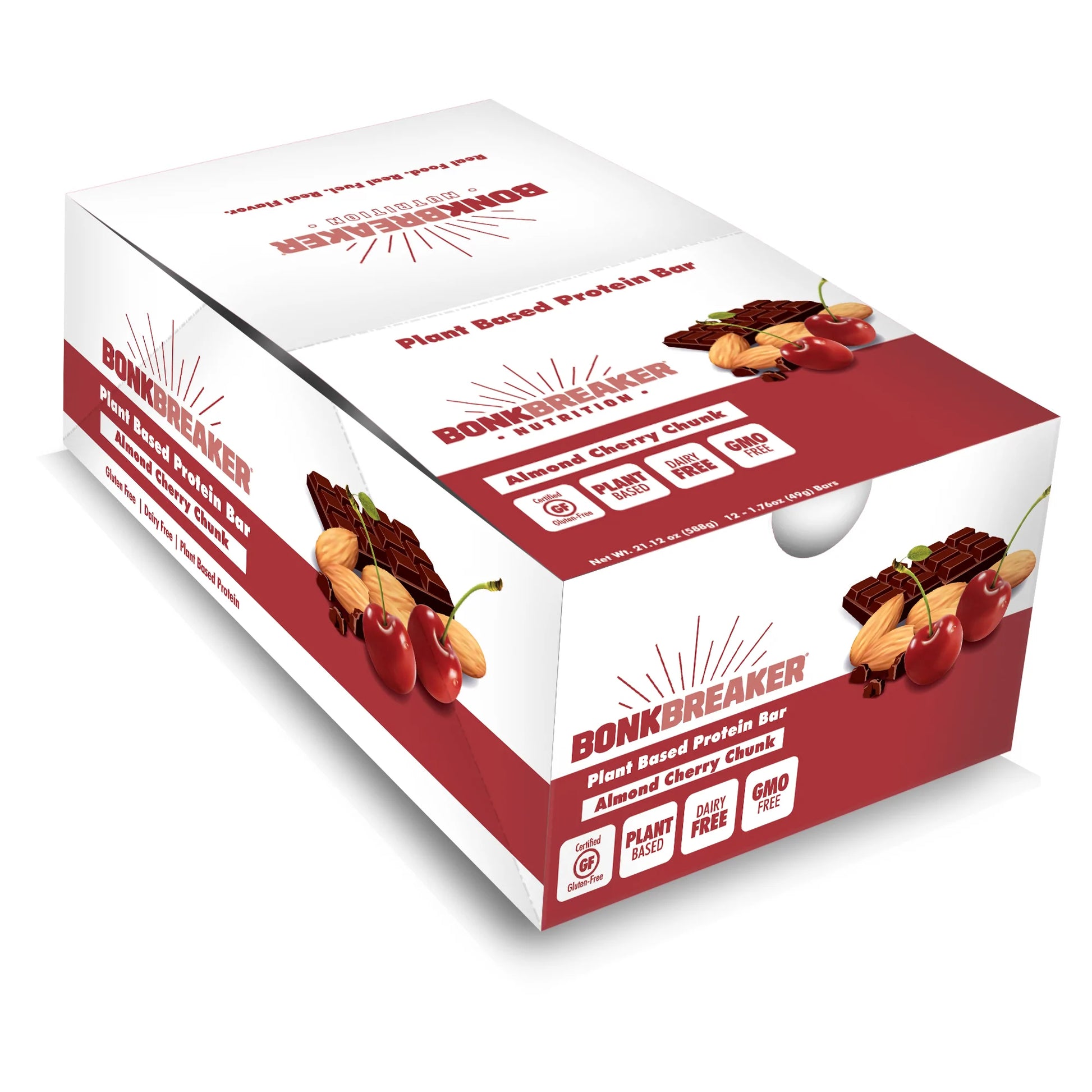 Bonk Breaker Almond Cherry Chunk Plant-Based Protein Bar Box of 12