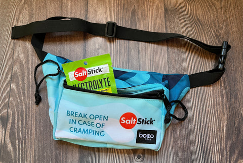 SaltStick Boco fanny pack with SaltStick Lemon-Lime FastChews packet