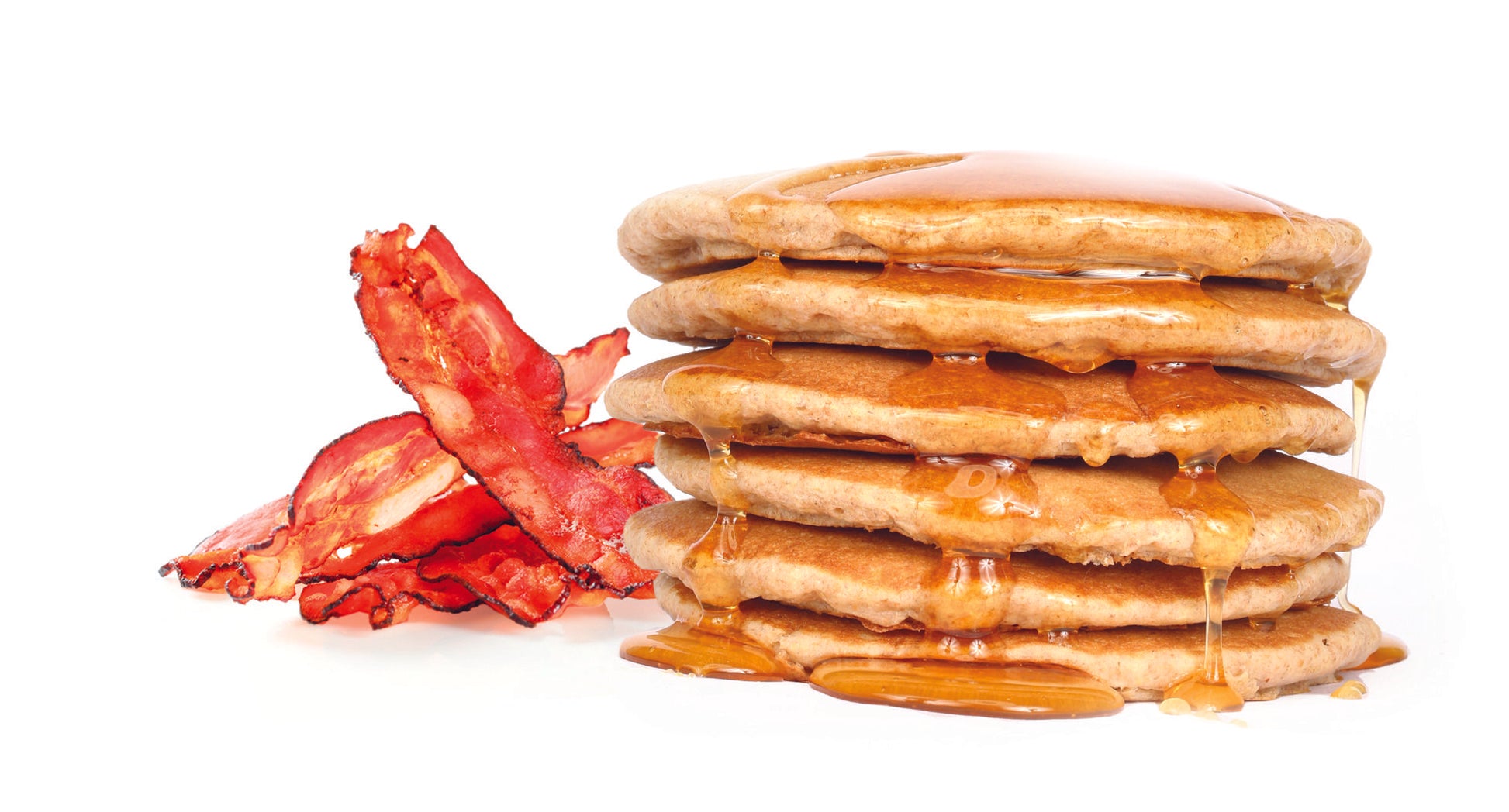 JoJé Pancakes and Bacon Bar ingredients: pancakes with syrup and bacon