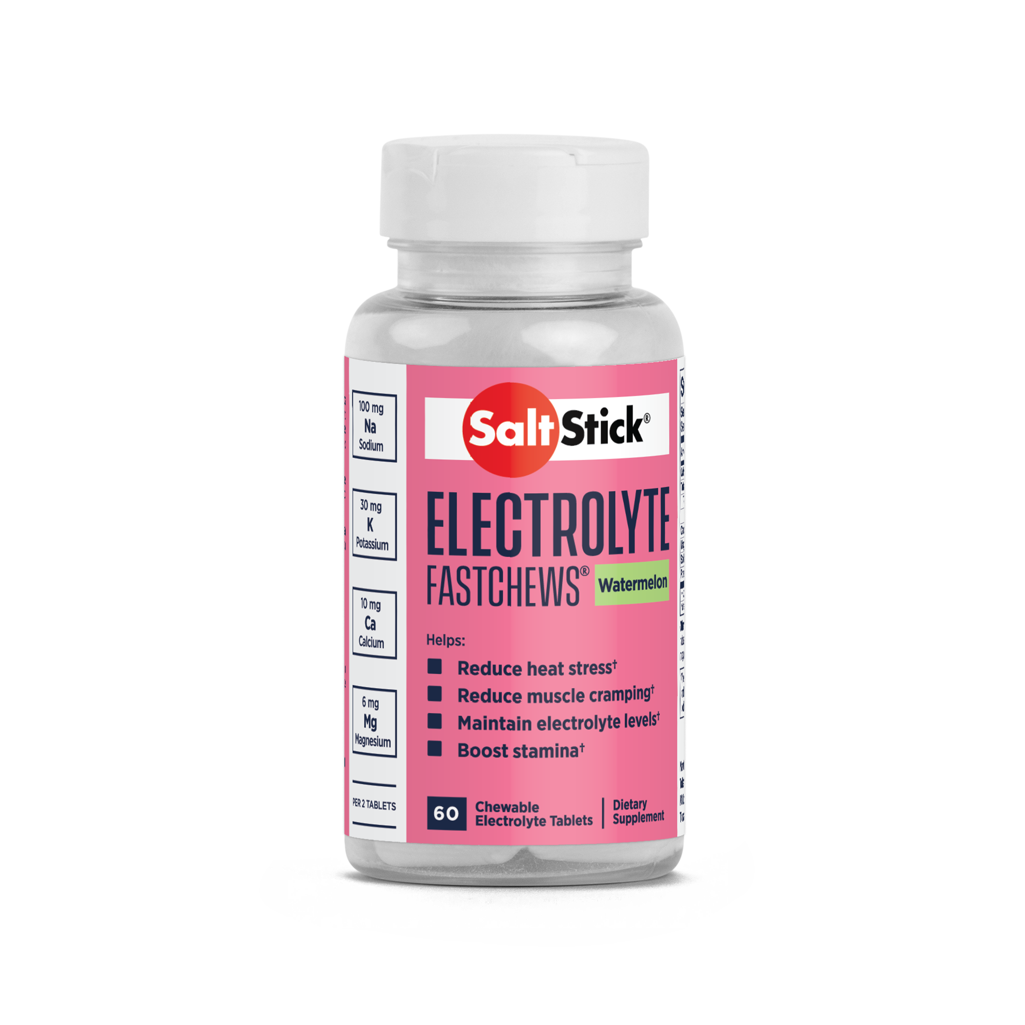 SaltStick FastChews Chewable Electrolyte Tablets Watermelon Bottle of 60