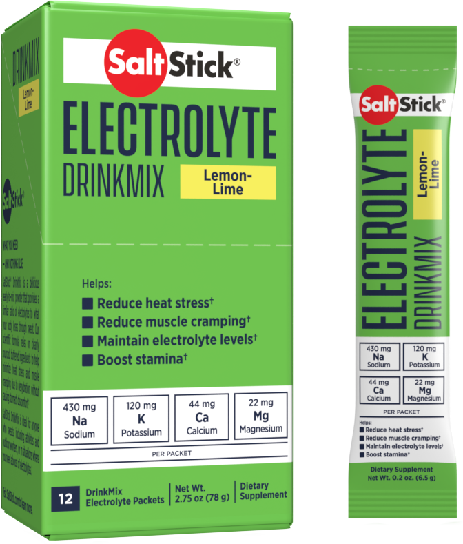 SaltStick Drink Mix Electrolyte Lemon-Lime Box of 12 stick packets