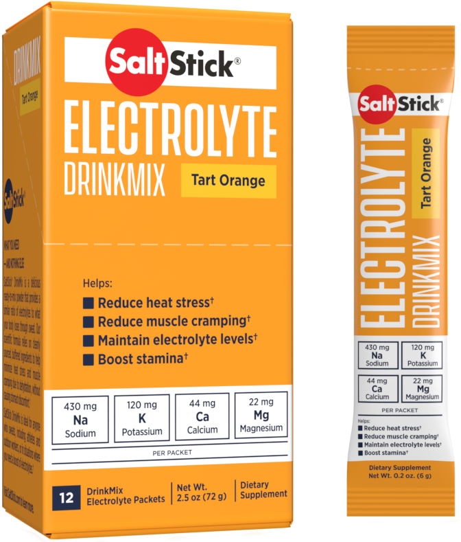 SaltStick Electrolyte Drink Mix Tart Orange box of 12 stick packets