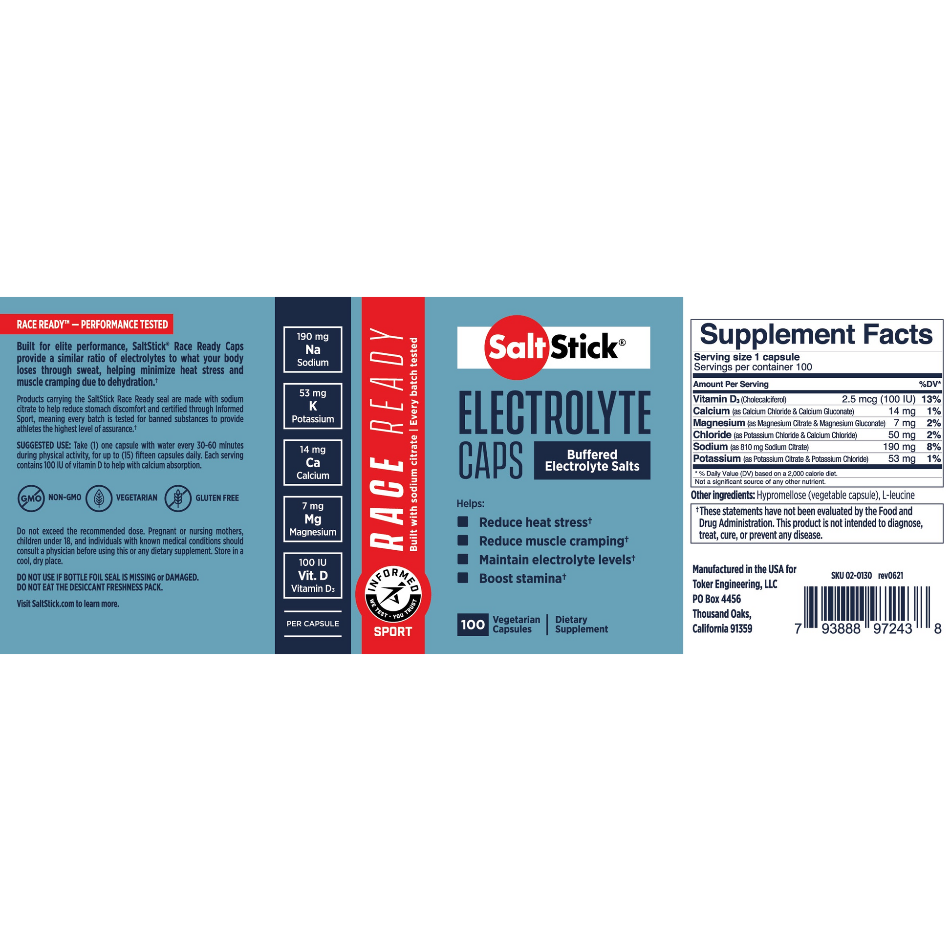 SaltStick Race Ready Electrolyte Capsules Label